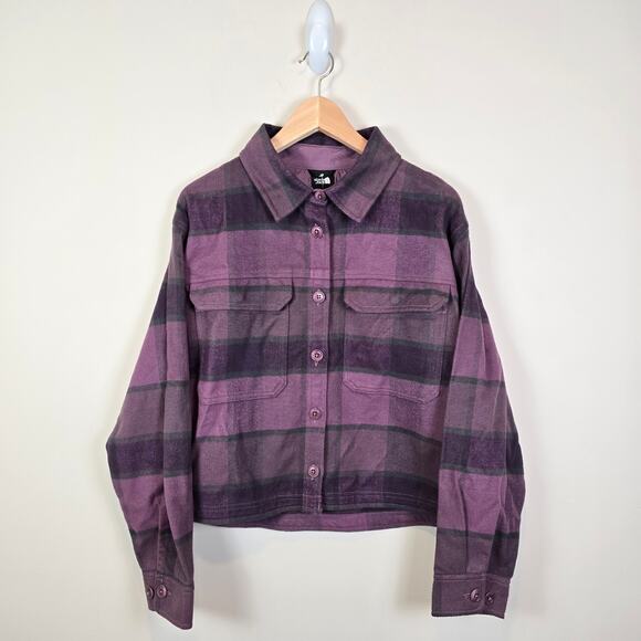 The North Face Womens Valley Flannel Shirt Size XXL Plaid Midnight Mauve Shacket - Picture 1 of 4